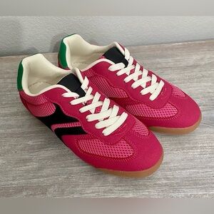 La Sheelah Hot Pink Black Green Slip-on Trendy Sneakers Tennis Shoes 6, 6.5, 7